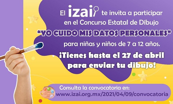 Convoca IZAI a concurso de dibujo “Yo cuido mis datos personales”