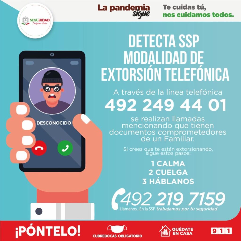 ALERTA SSP SOBRE MODALIDAD DE EXTORSIÓN TELEFÓNICA