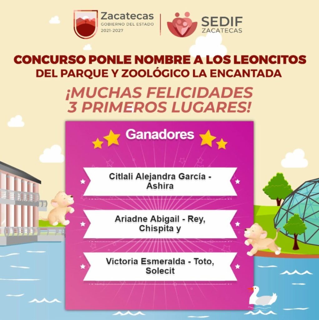 Realiza SEDIF sorteo de selección de ganadores del concurso Ponle Nombre a los Leoncitos del Parque y Zoológico La Encantada