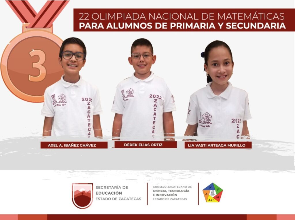 Zacatecas, segundo lugar nacional en Olimpiada de Matemáticas