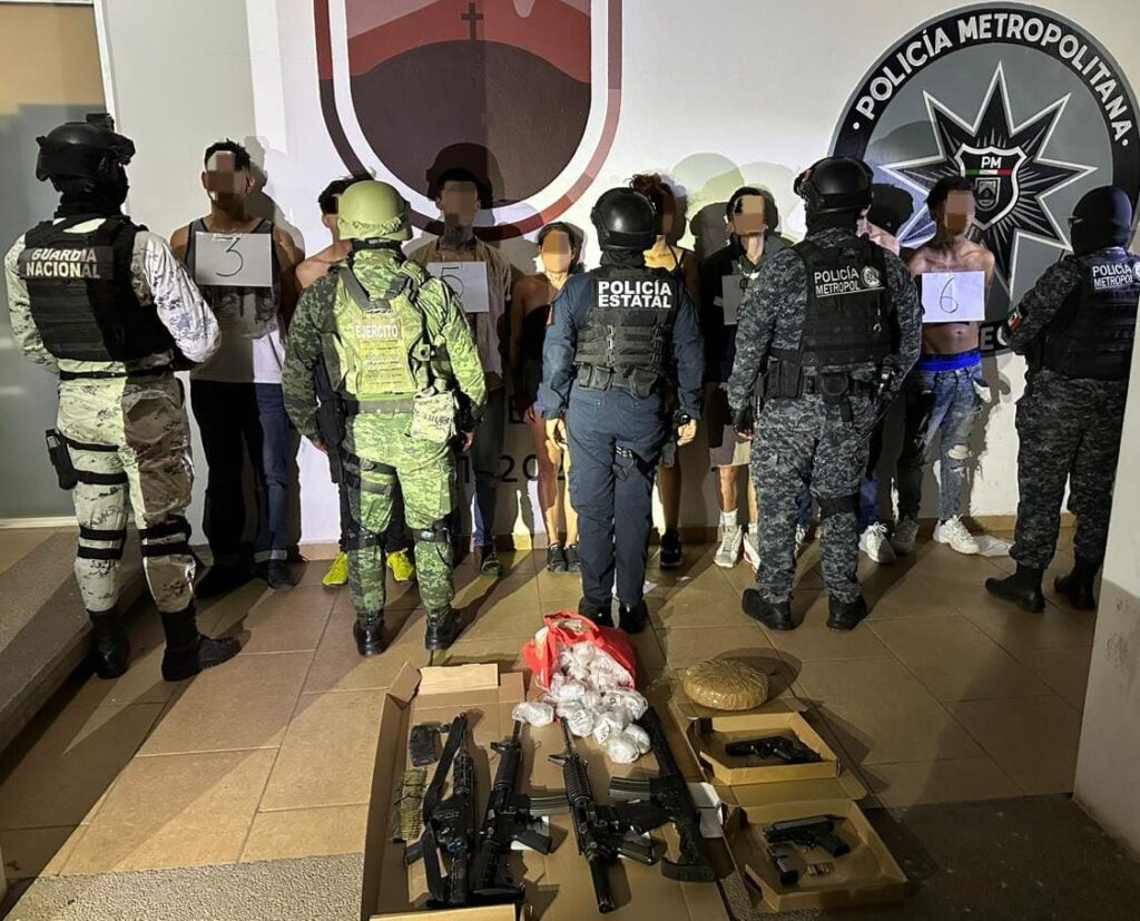 Fuerzas de Seguridad detienen a ocho personas y aseguran armas y droga en Guadalupe