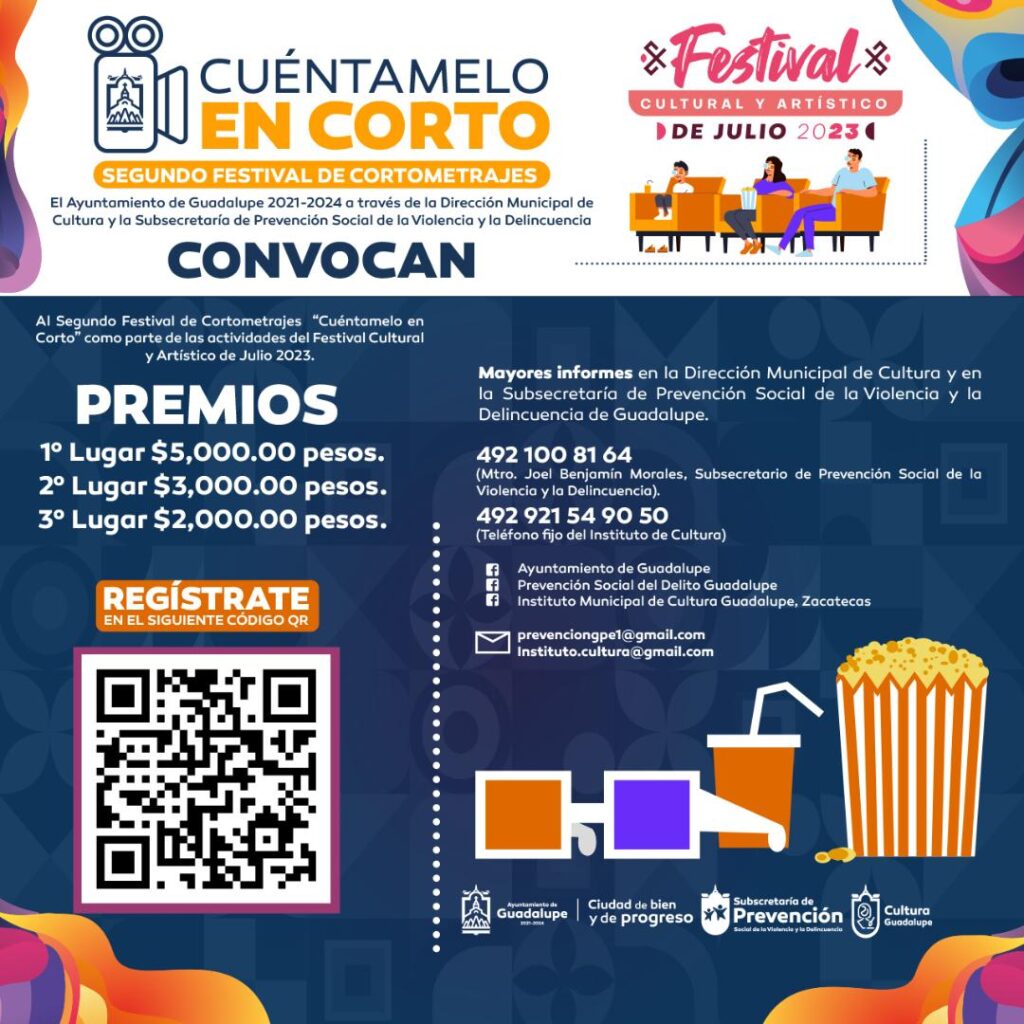 Convoca Municipio de Guadalupe a participar en Segundo Festival de Cortometrajes